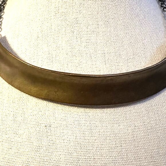 Brass Choker Brutalist Modern Retro Bold Unique Q Makers Mark Jewelry Vintage - Picture 3 of 9